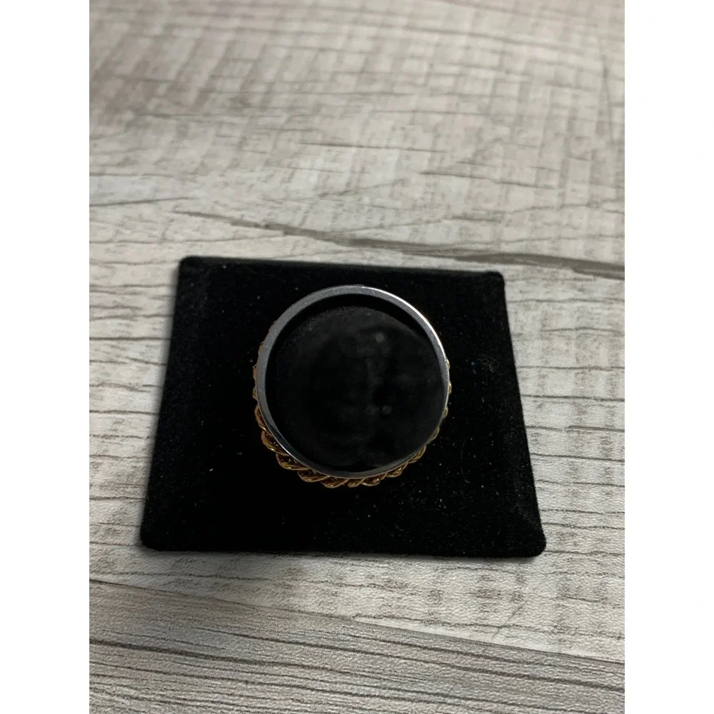 Two Tone Gold Silver Chain Spinner Fidget Ring Size 11.5 Mixed Metal Band